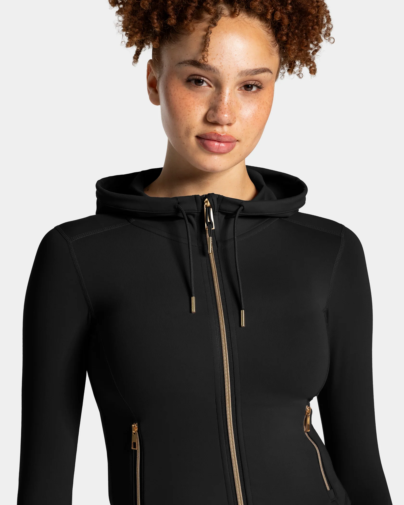 Allrounder Shaping Hooded Zip Jacke "Schwarz - Gold" - Image 4