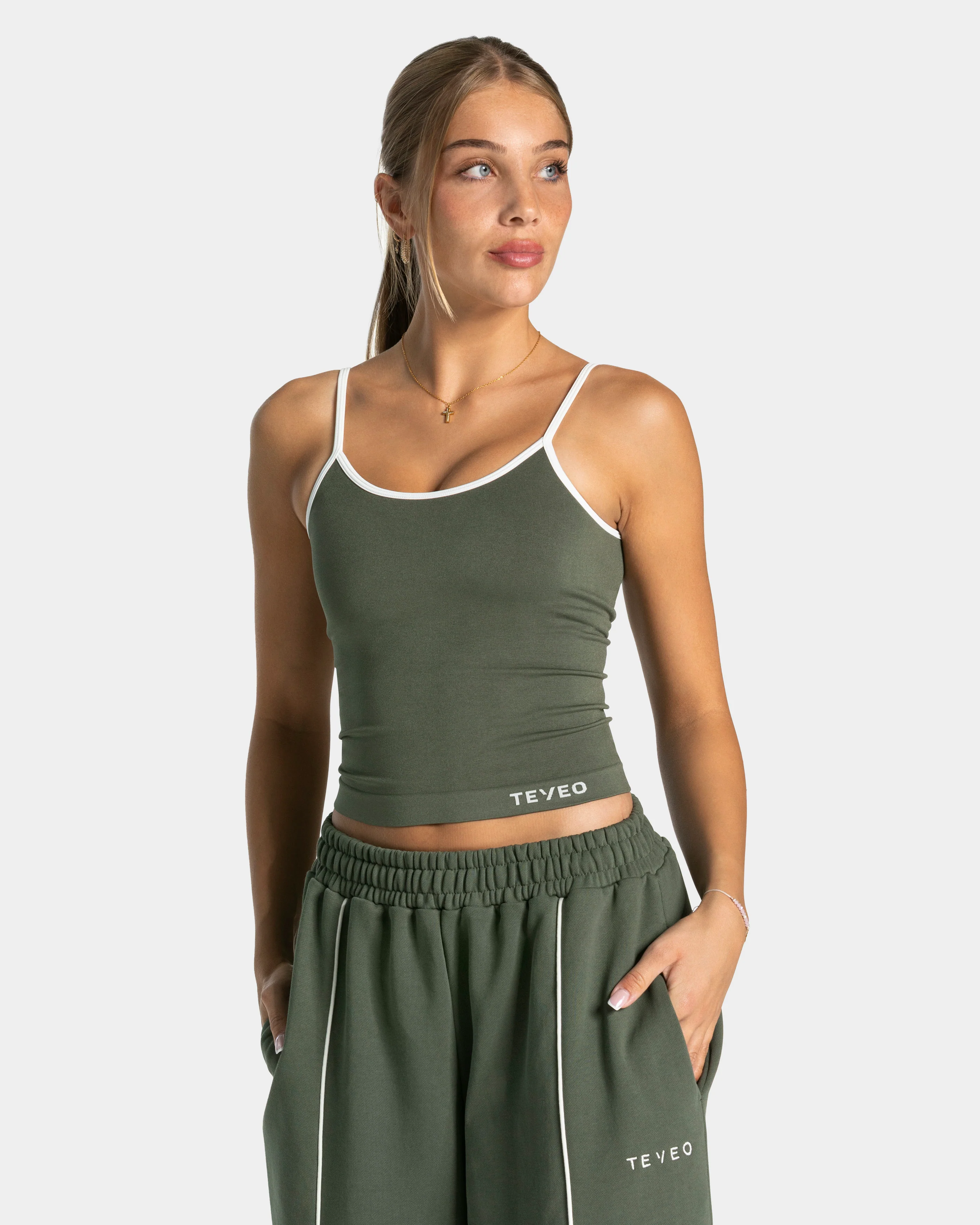 Contrastline Cami Top "Khaki"