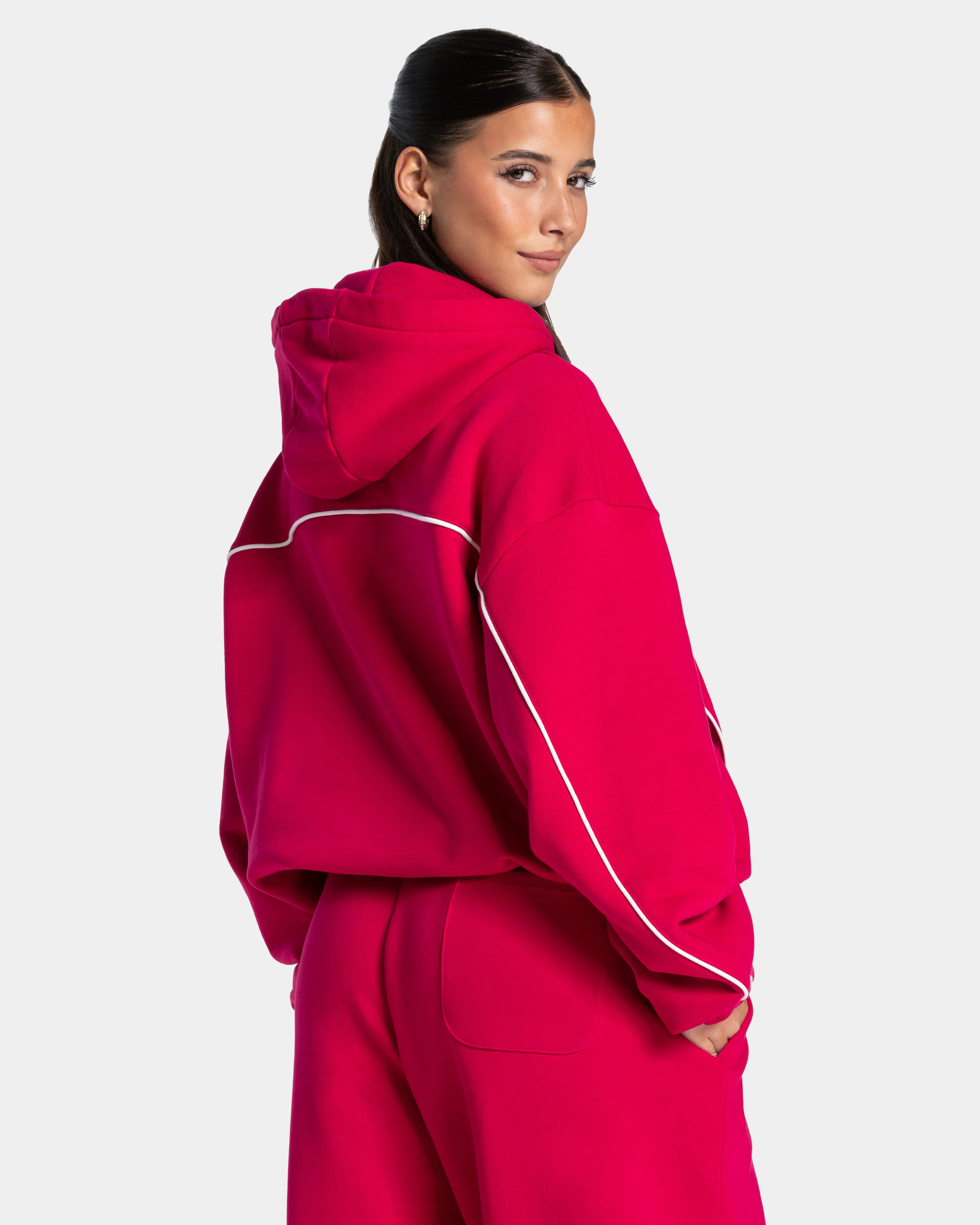 Contrastline Hooded Sweater "Raspberry" - Image 2