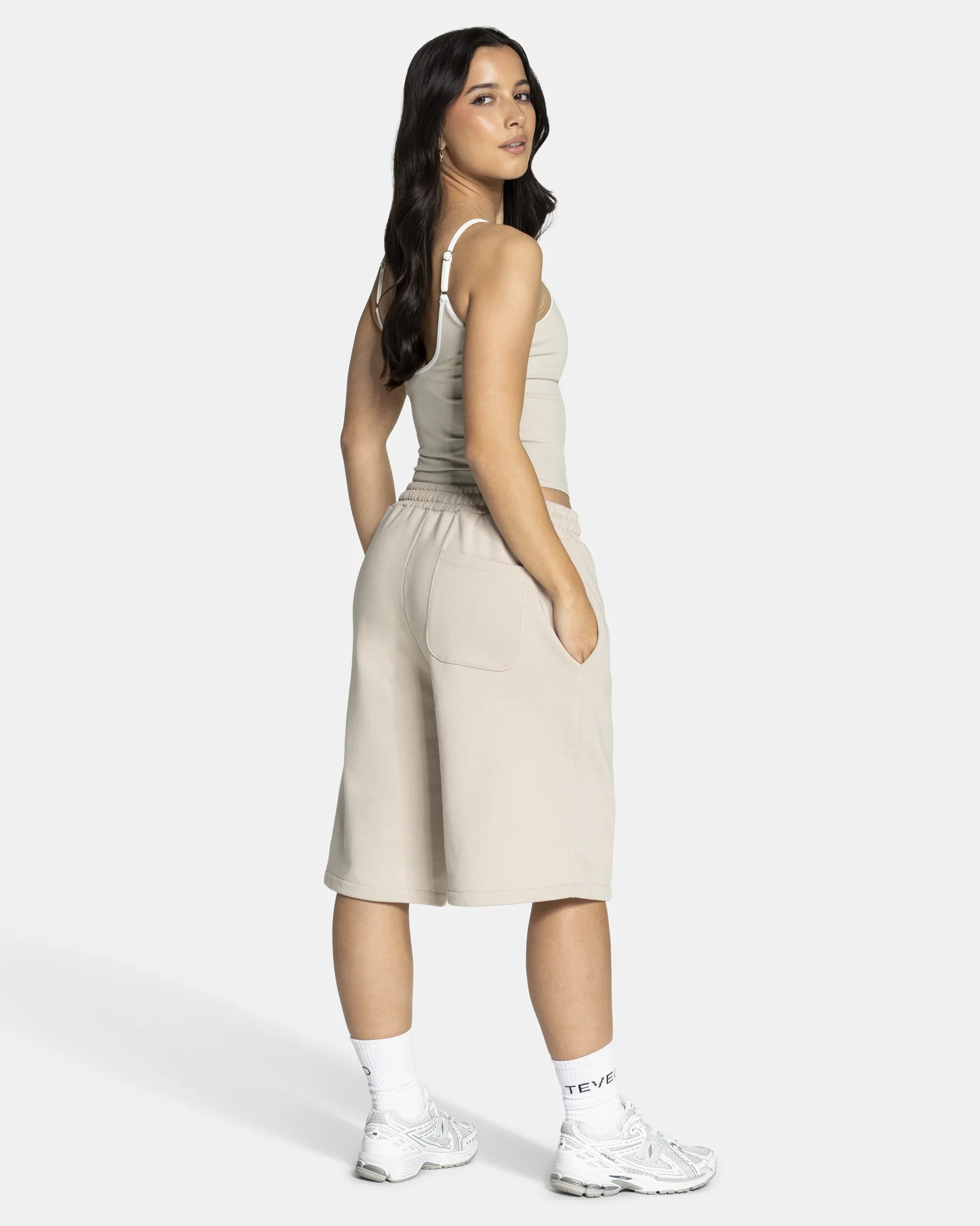 Contrastline Oversized Jorts "Cream" - Image 5