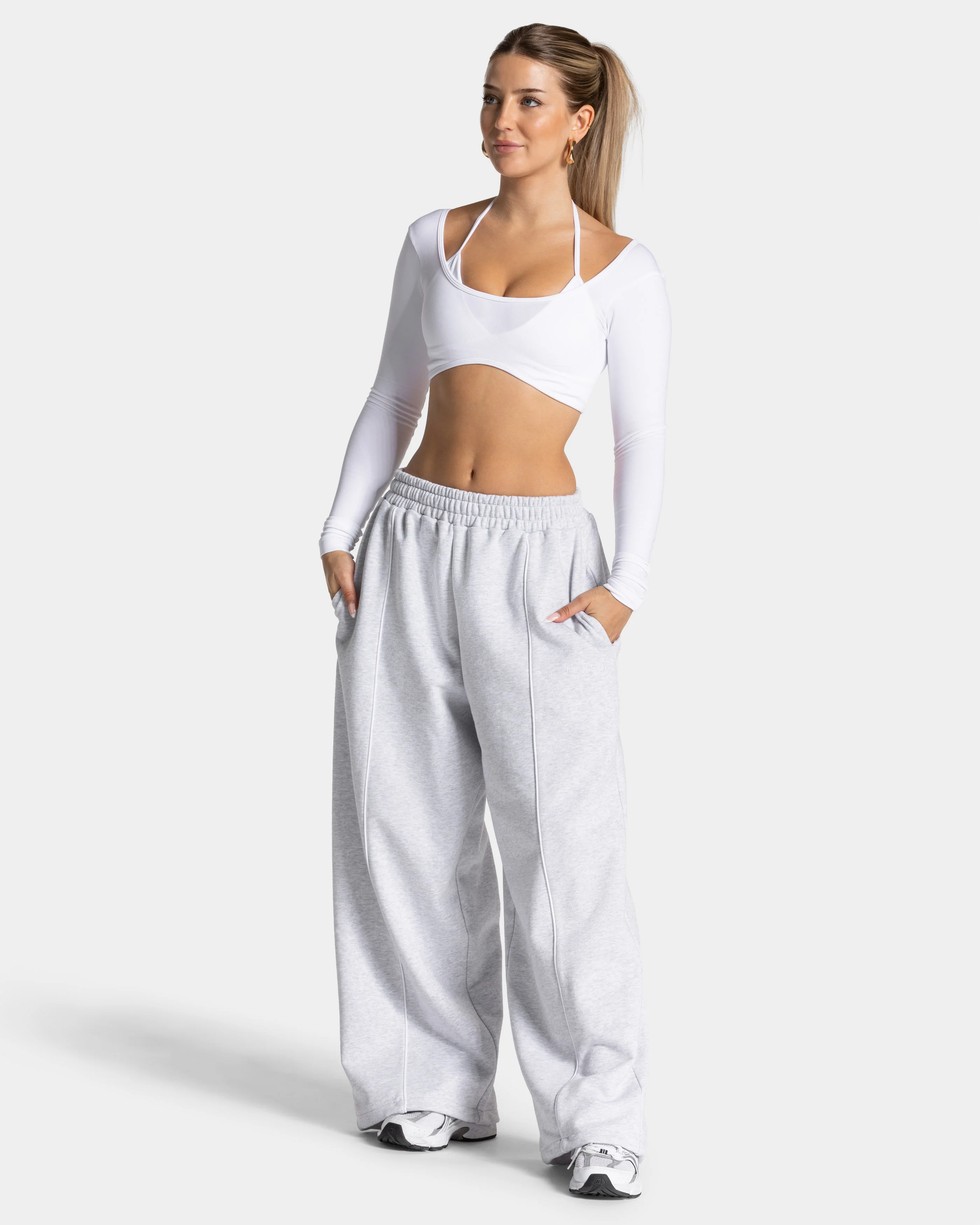 Contrastline Wide Leg Jogger "Weiß Meliert" - Image 3