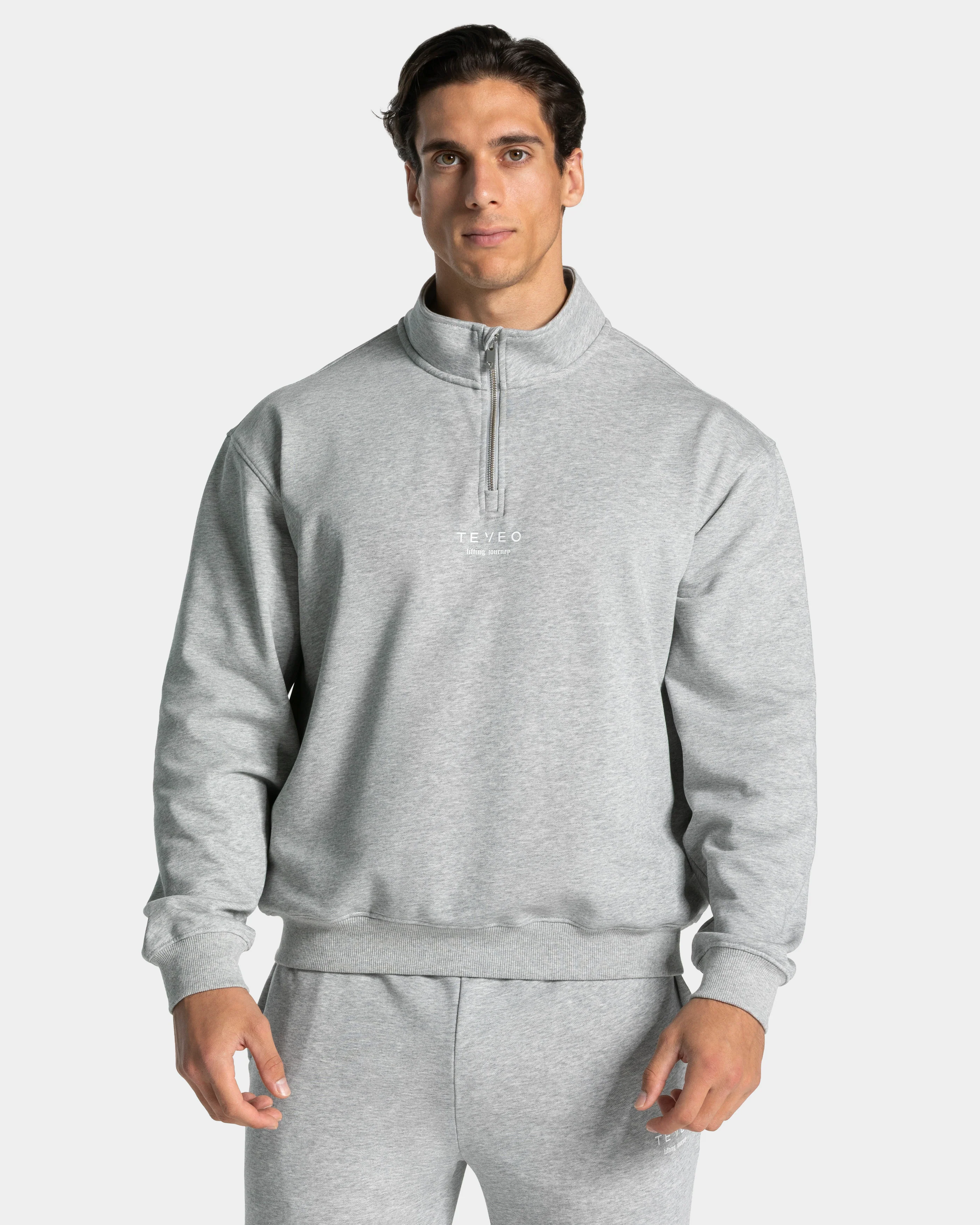 Lifting Journey Half Zip Sweater "Hellgrau Meliert" - Image 2