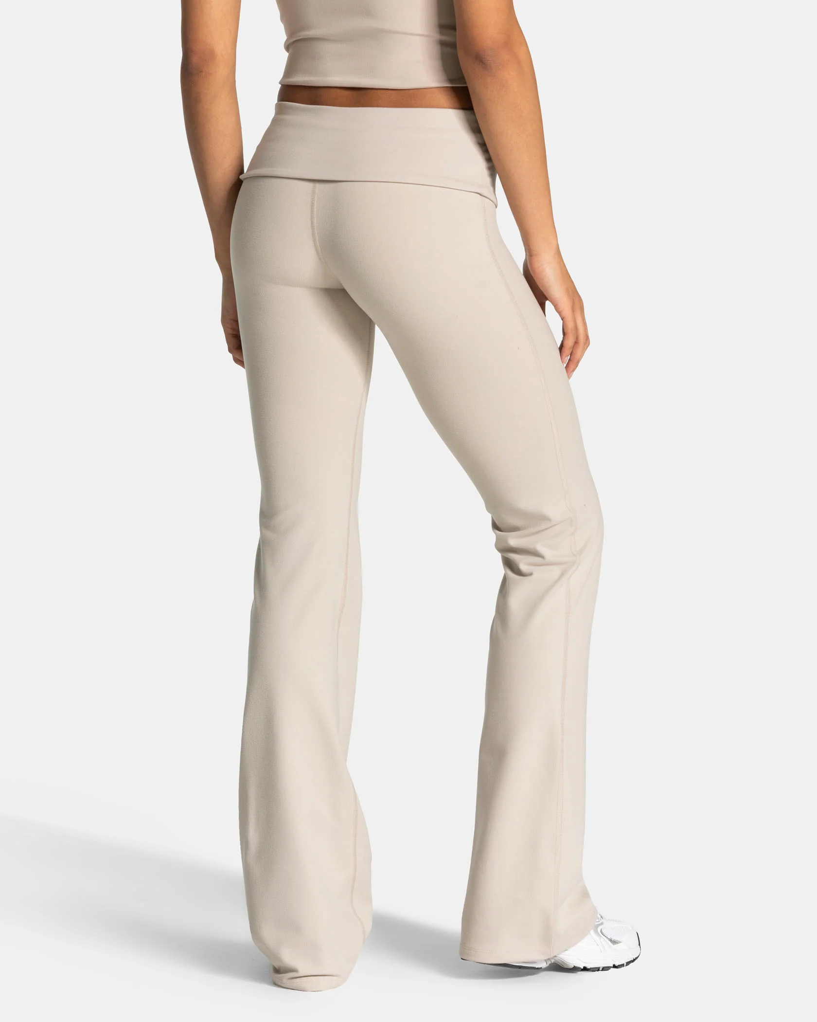 Mellow Fold Over Flared Leggings Tall "Cream" - Image 3