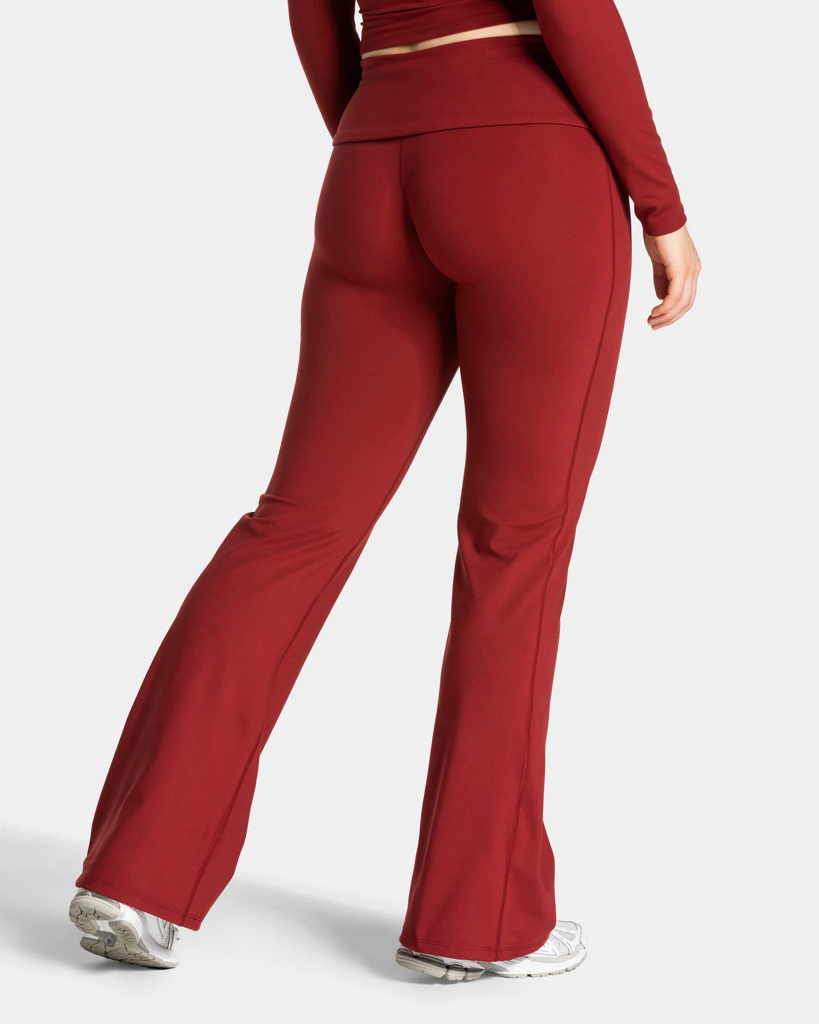 Mellow Fold Over Flared Leggings Tall "Weinrot" - Image 3