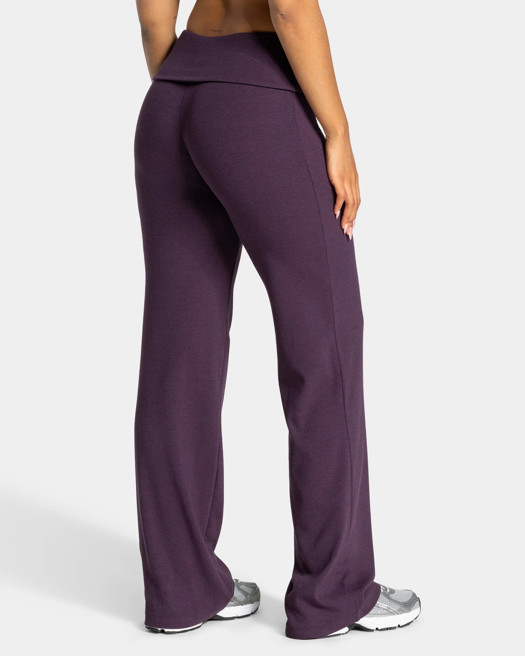 Soft Ribbed Foldover Straight Leg Pants Regular ''Blackberry'' - Image 3