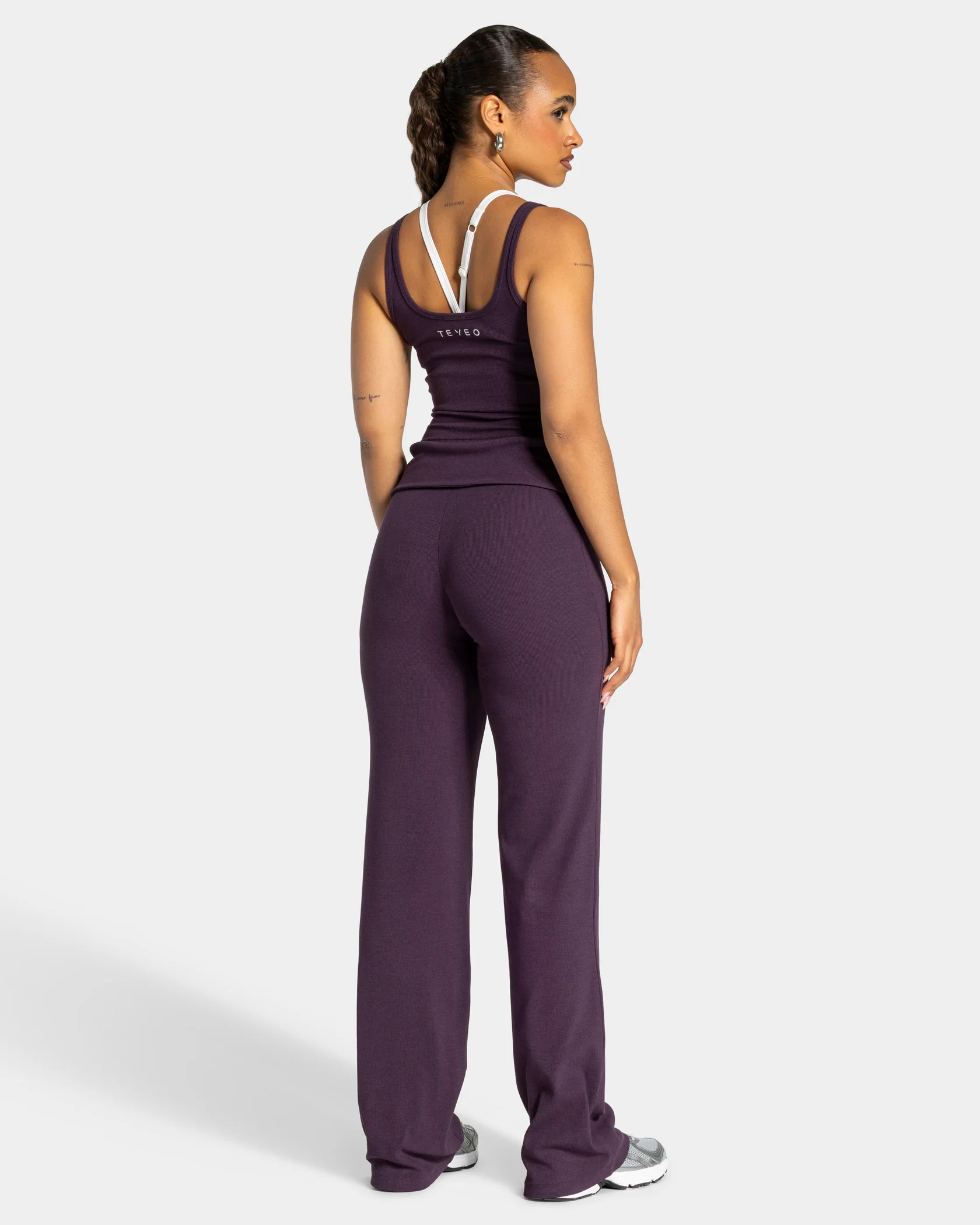 Soft Ribbed Foldover Straight Leg Pants Regular ''Blackberry'' - Image 5