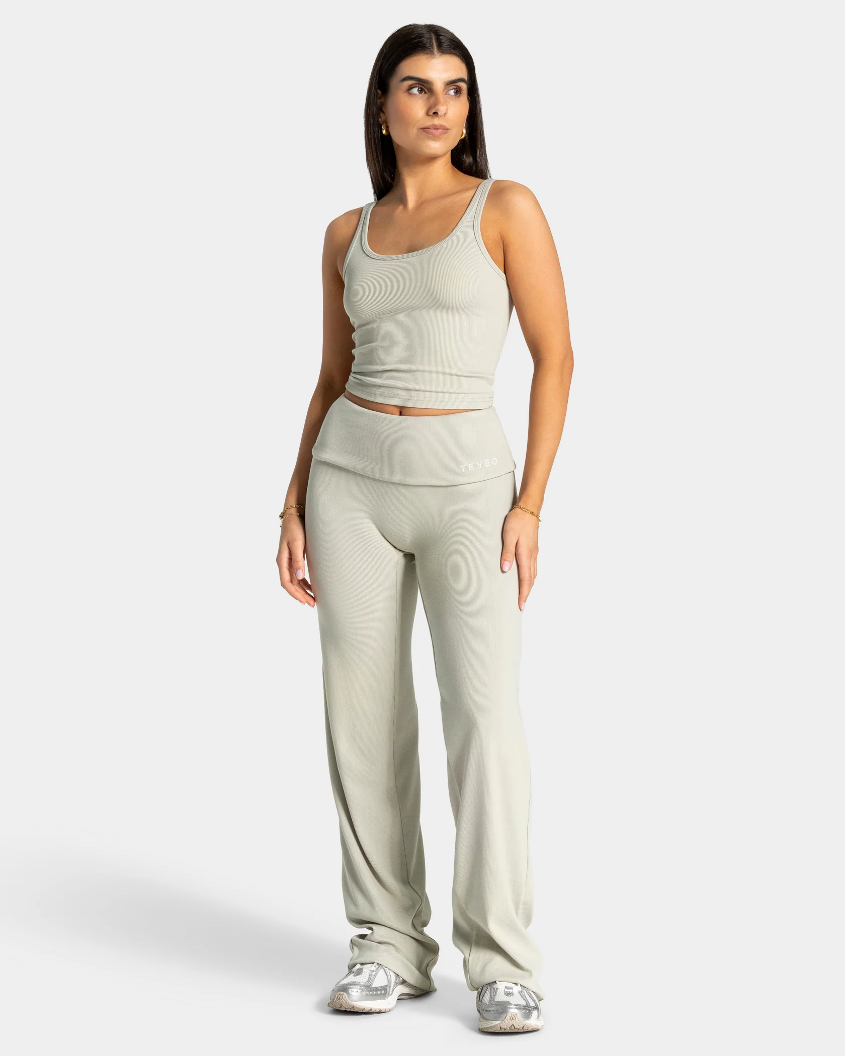 Soft Ribbed Foldover Straight Leg Pants Regular ''Pistachio'' - Image 4
