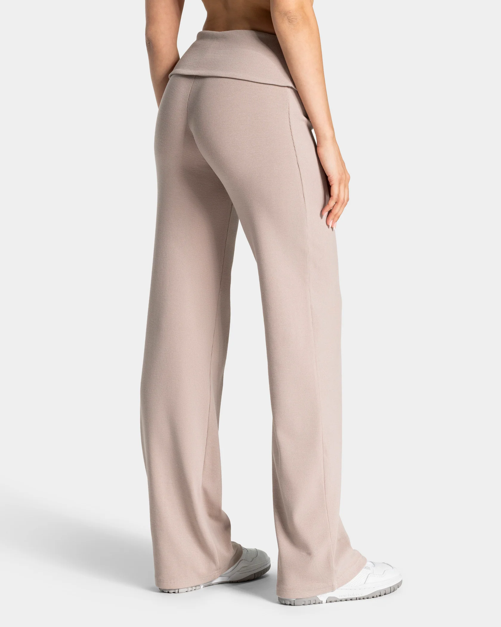 Soft Ribbed Foldover Straight Leg Pants Tall ''Cappuccino'' - Image 3