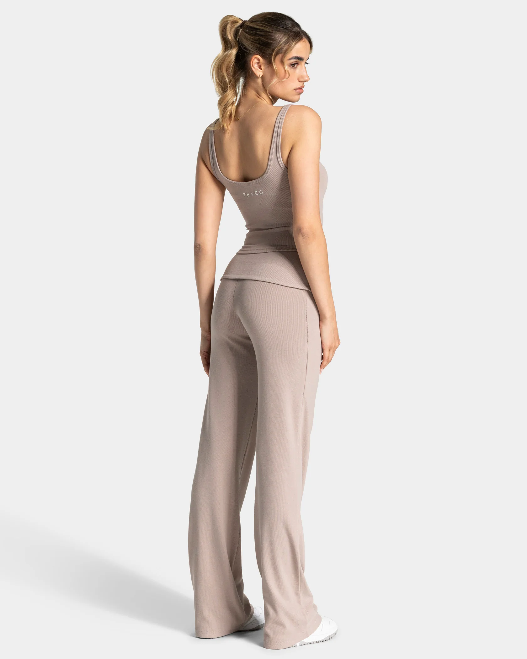 Soft Ribbed Foldover Straight Leg Pants Tall ''Cappuccino'' - Image 5