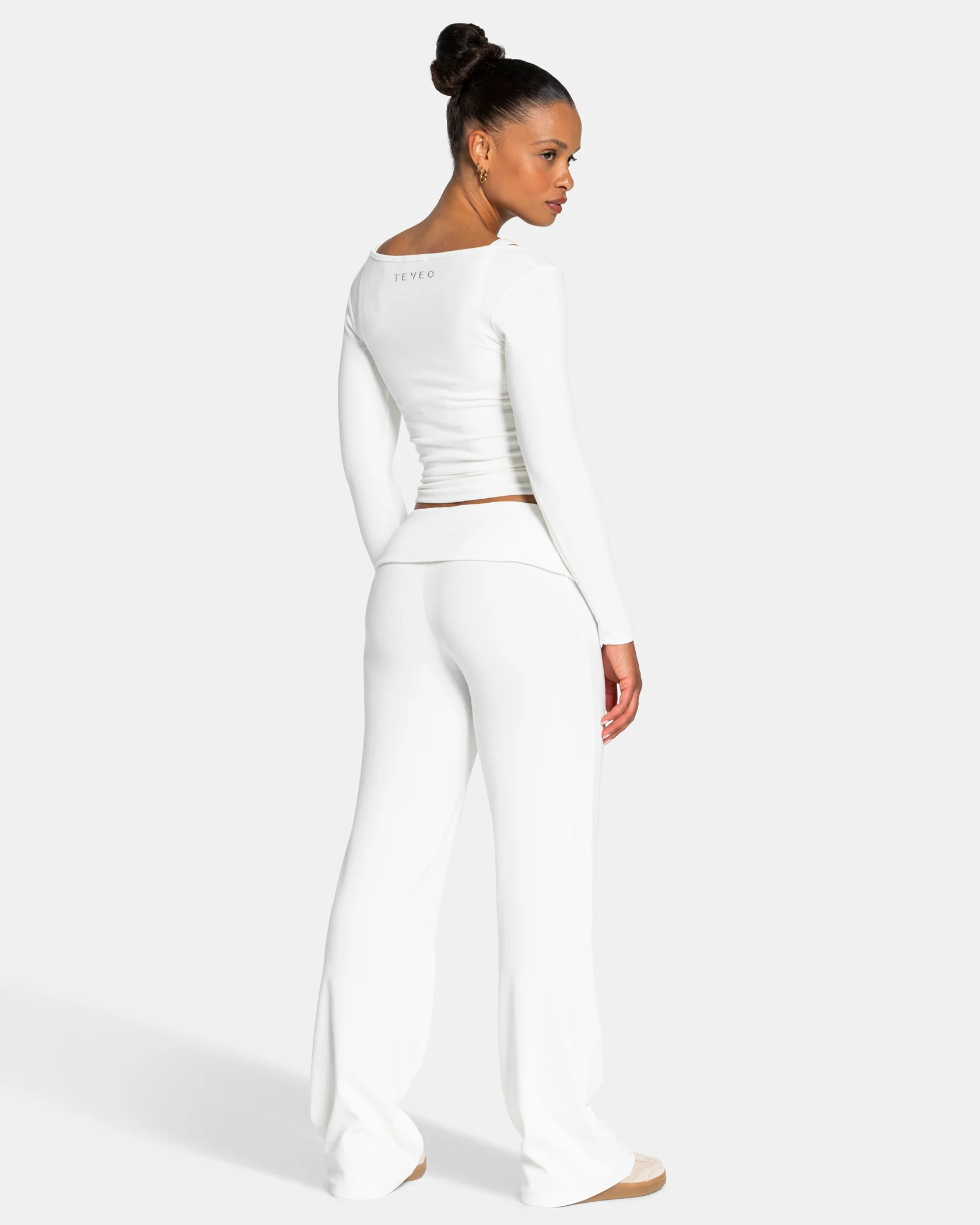 Soft Ribbed Foldover Straight Leg Pants Tall ''Off White'' - Image 5
