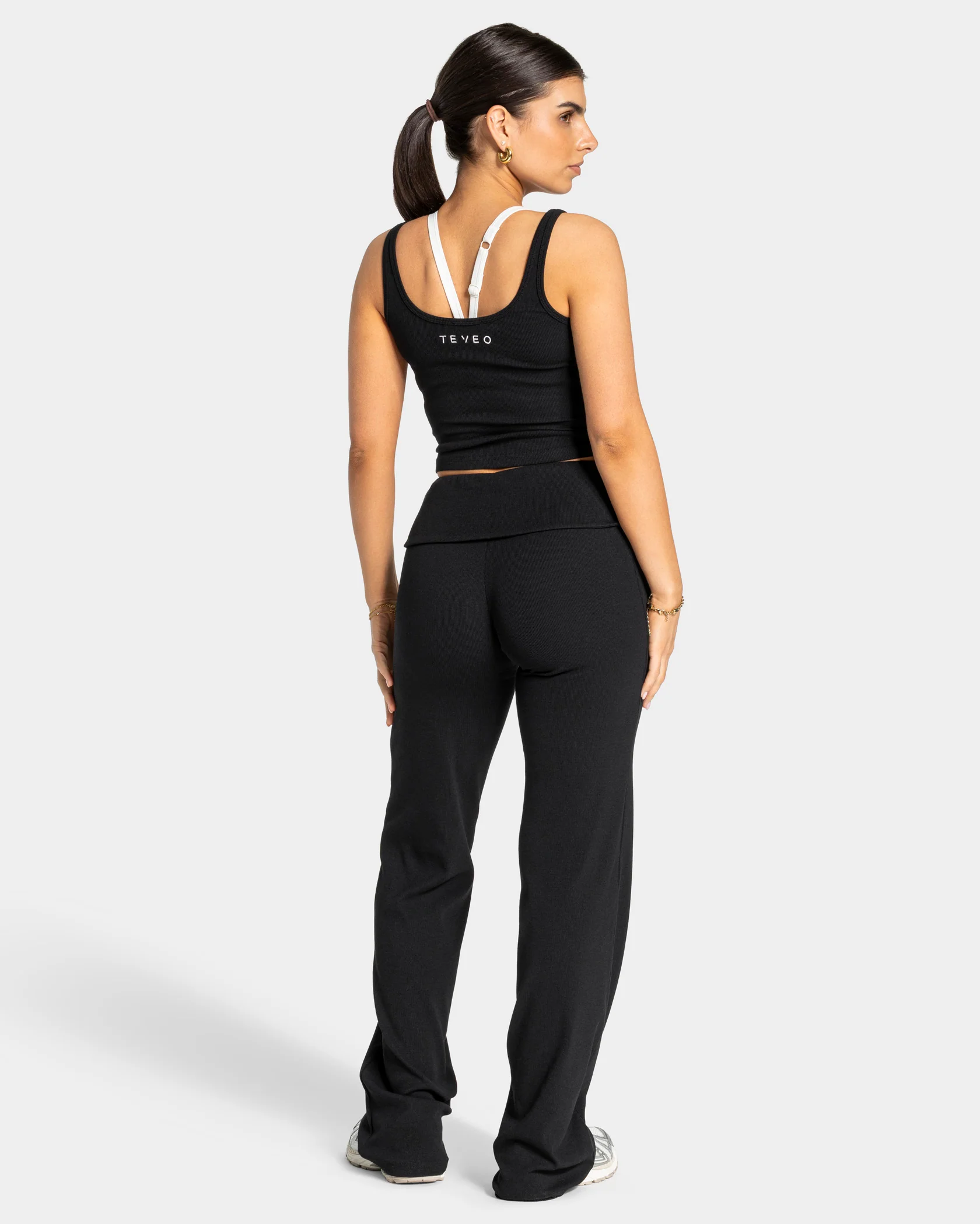 Soft Ribbed Foldover Straight Leg Pants Tall ''Schwarz'' - Image 5