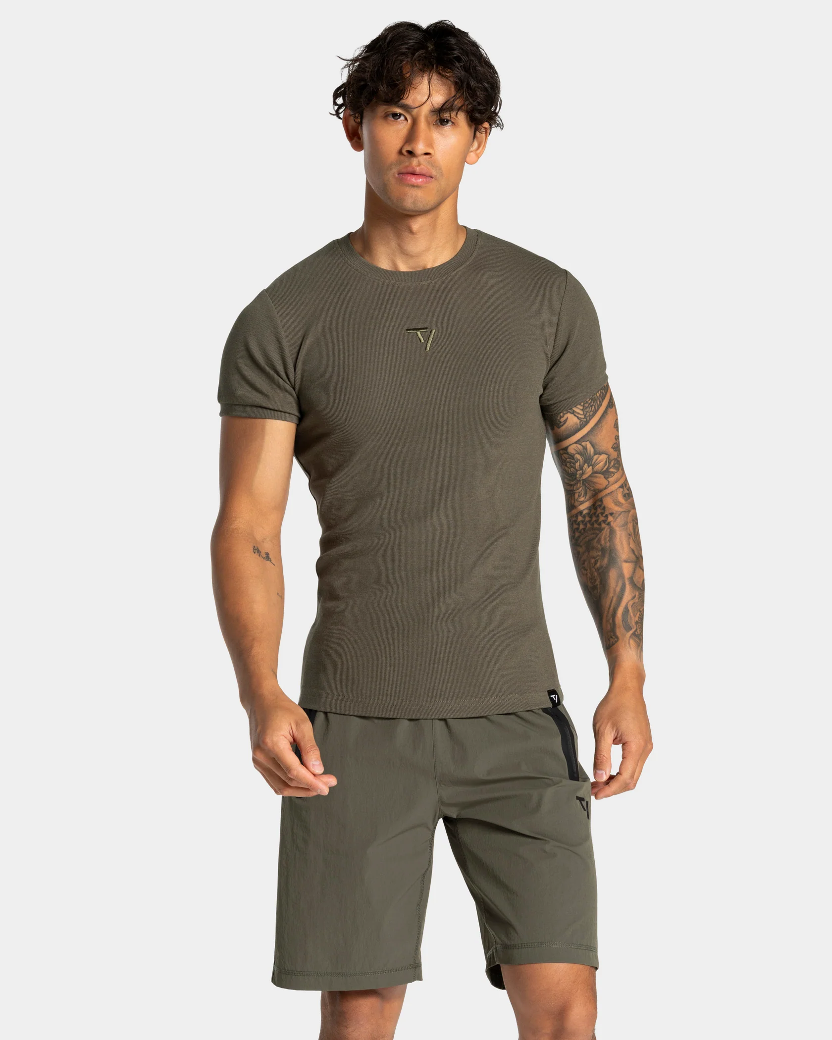 Workout Ribbed T-Shirt "Olive"