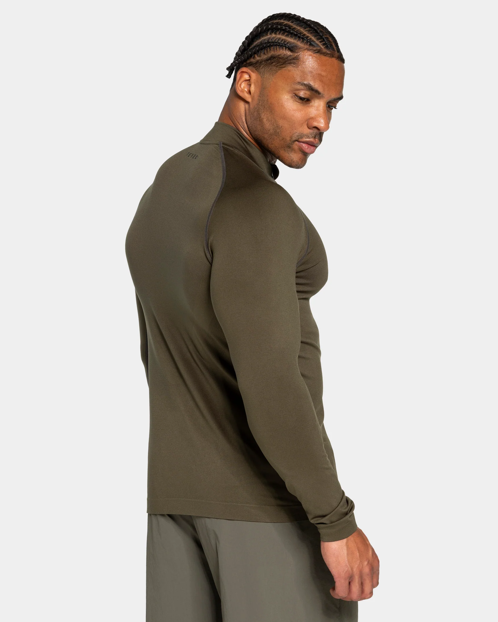 Workout Seamless Half Zip Longsleeve "Olive" - Image 2