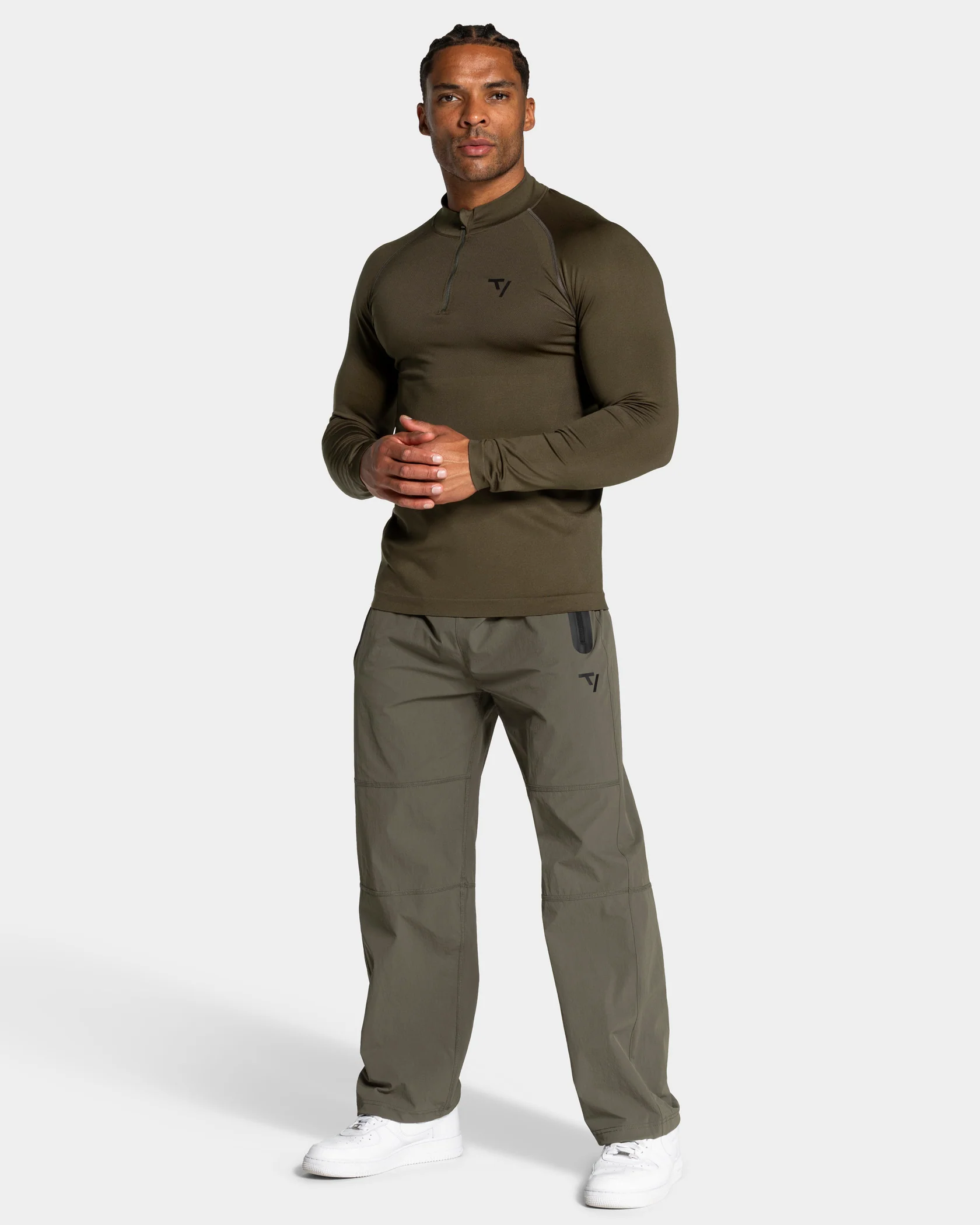 Workout Seamless Half Zip Longsleeve "Olive" - Image 3