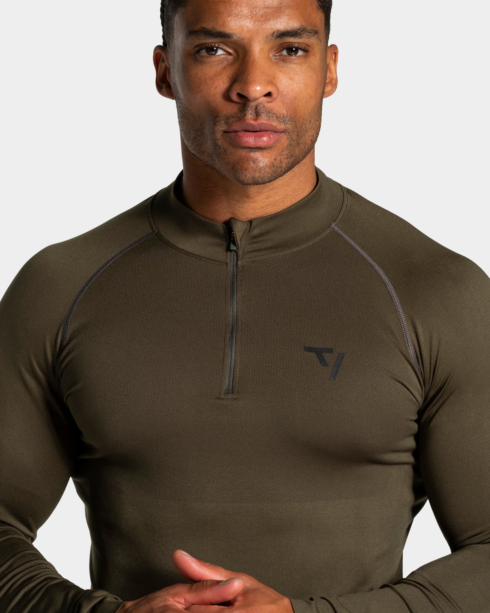 Workout Seamless Half Zip Longsleeve "Olive" - Image 4